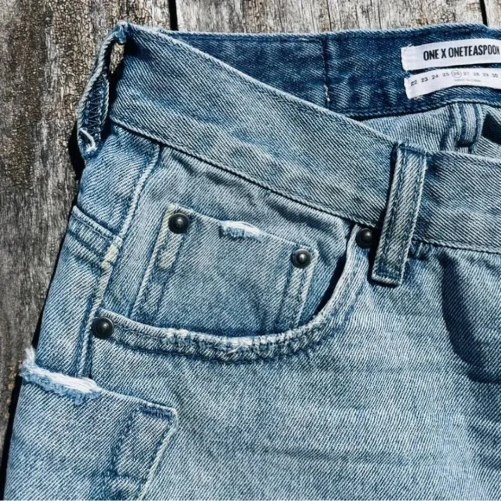 ONE by One Teaspoon X^x Shorts HIGH WAIST BONITA HIGH WAISTED SLIM FIT RAW Hem
